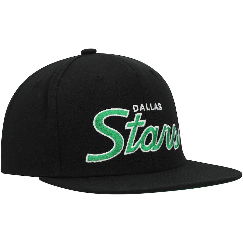 Dallas Stars Mitchell & Ness Core Team Script 2.0 Snapback Hat Black