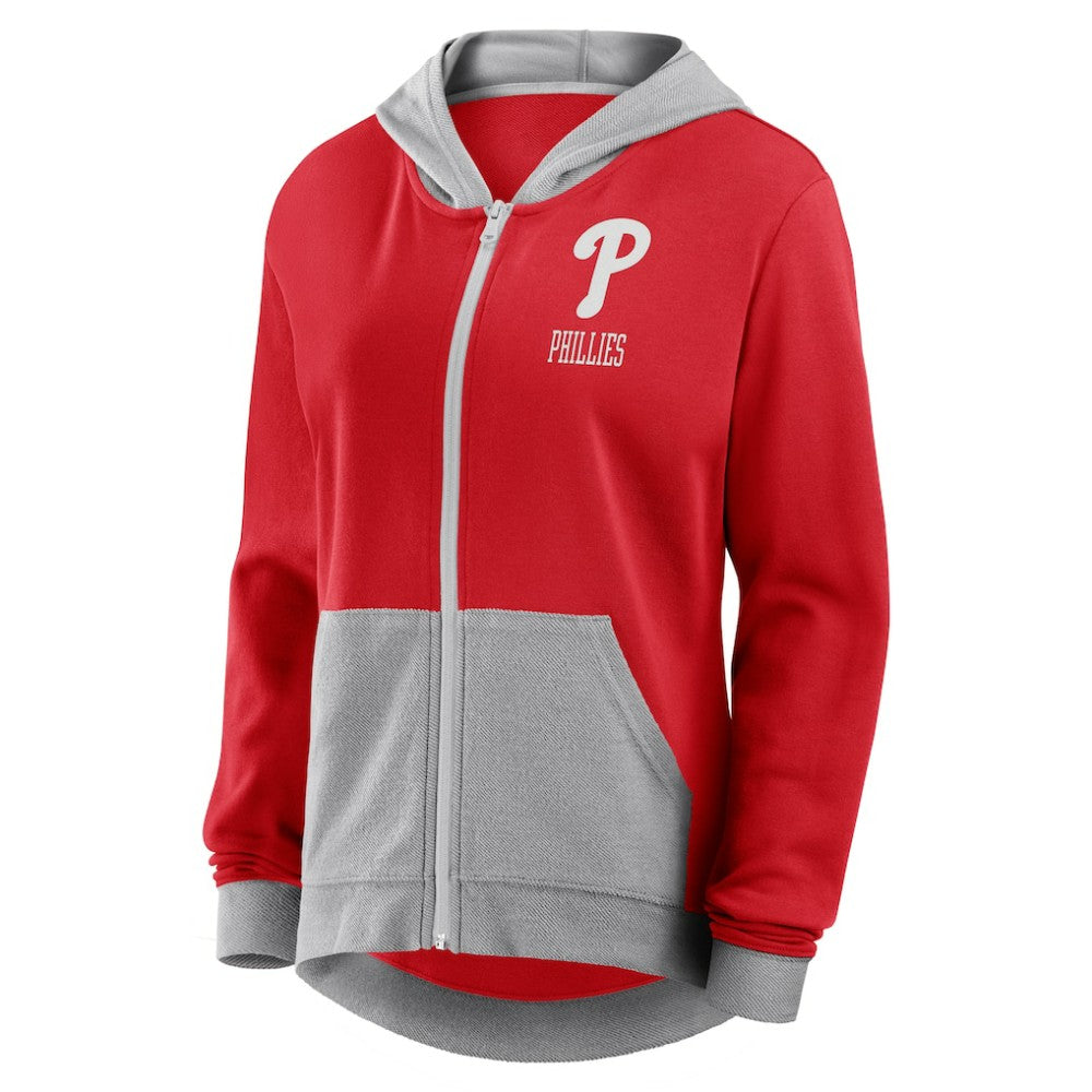 Philadelphia Phillies Women's Hit It French Terry Full-Zip Hoodie Red