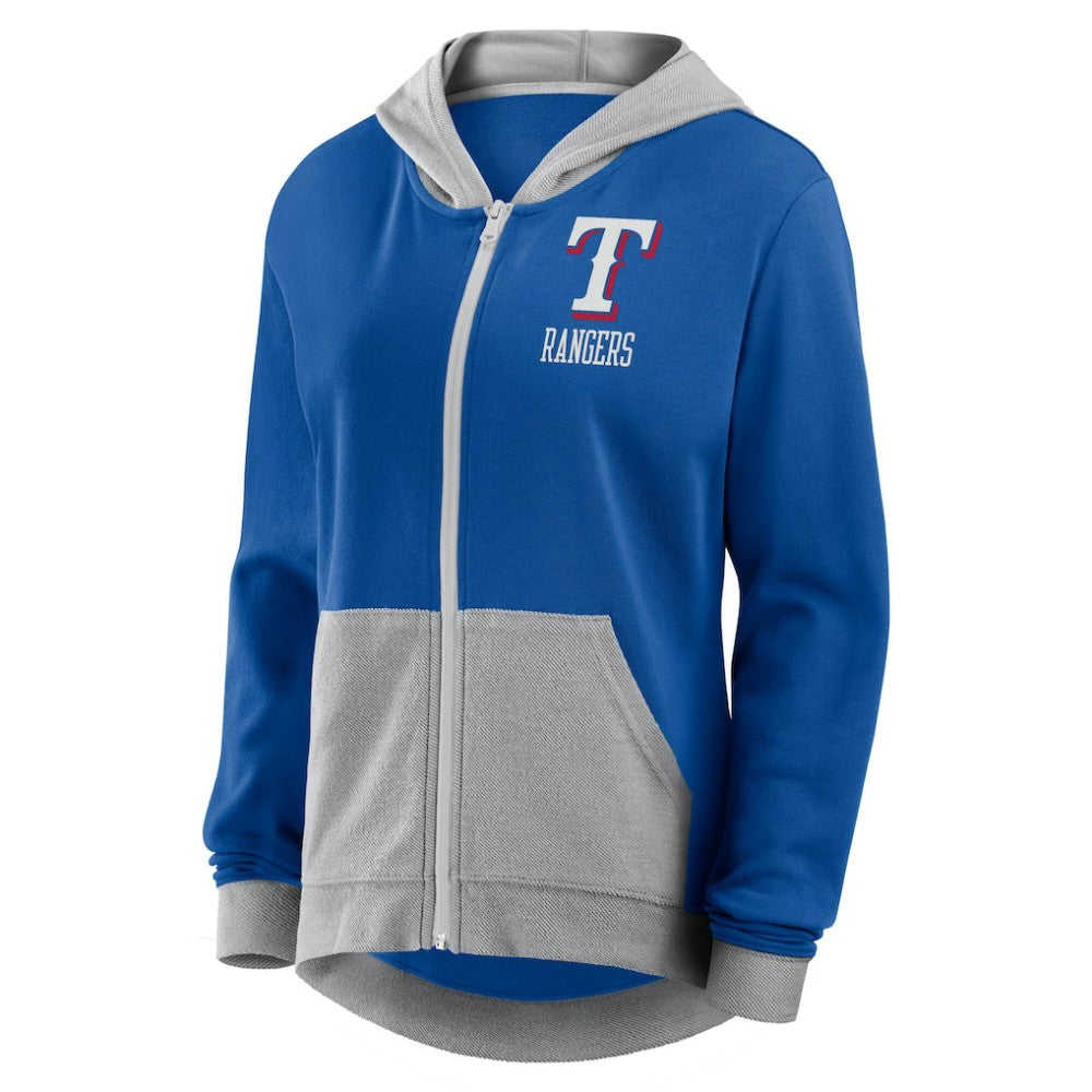 Texas Rangers Women's Hit It French Terry Full-Zip Hoodie Royal