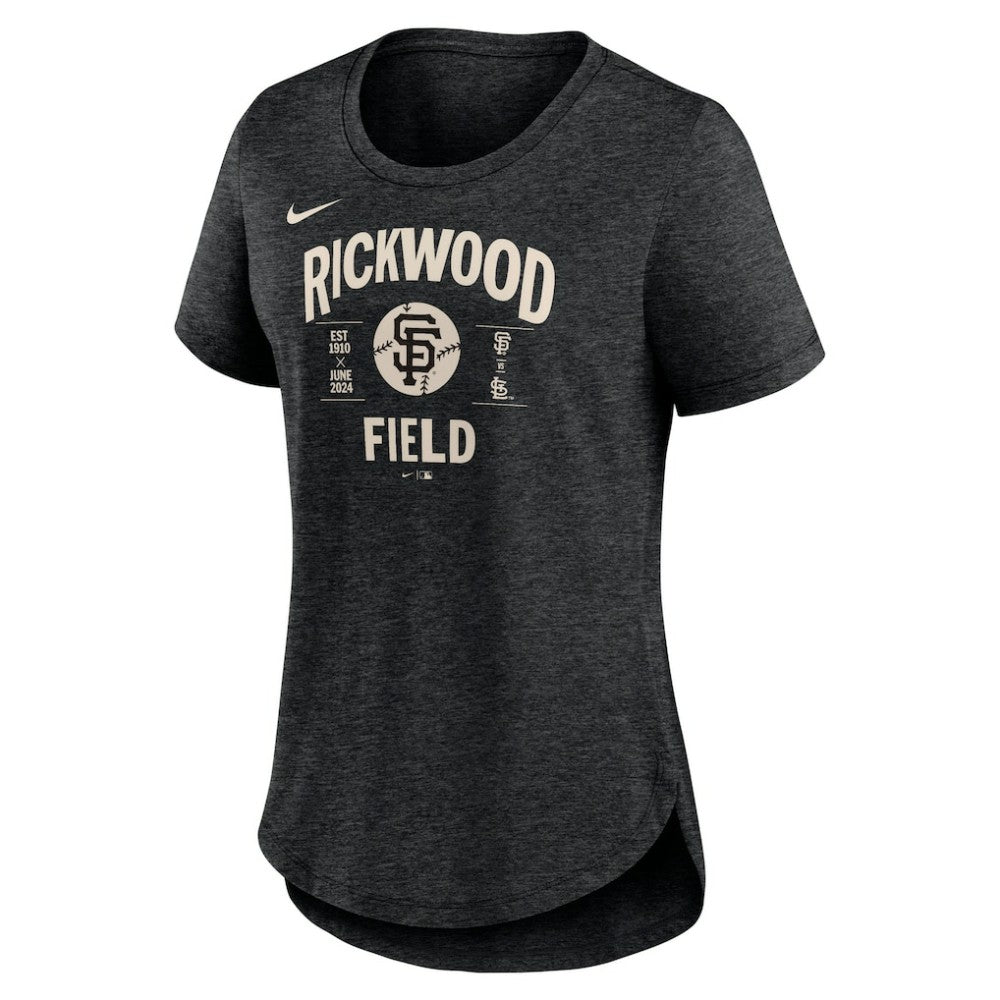 San Francisco Giants Women's 2024 Rickwood Classic Tribute Tri-Blend T-Shirt Heather Black | Nike