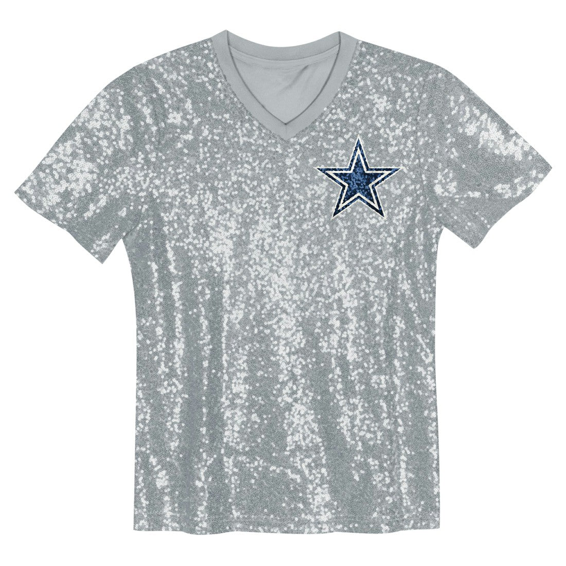 CeeDee Lamb Dallas Cowboys Girls Youth Sequin V-Neck Fashion Jersey - Silver sale