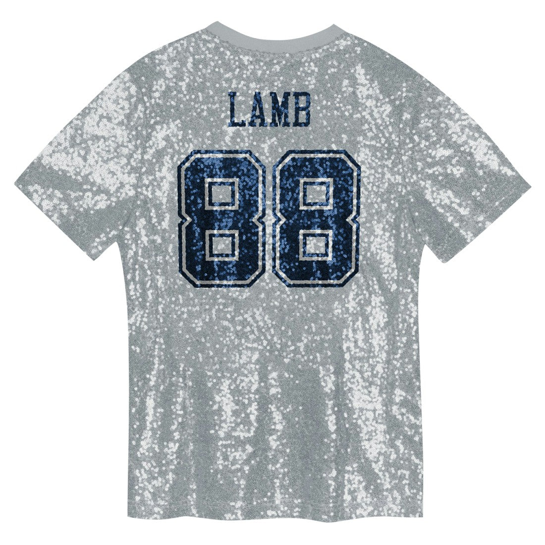 CeeDee Lamb Dallas Cowboys Girls Youth Sequin V-Neck Fashion Jersey - Silver sale
