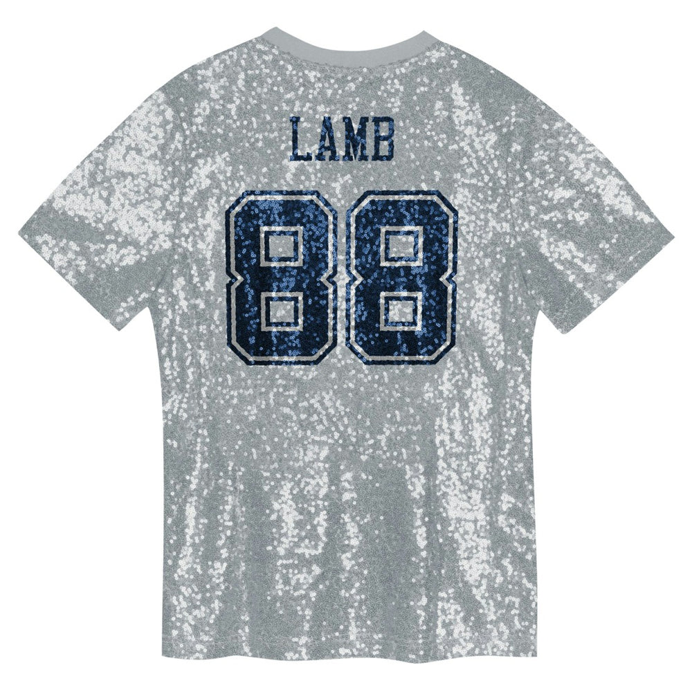 CeeDee Lamb Dallas Cowboys Girls Youth Sequin V-Neck Fashion Jersey - Silver sale