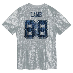 CeeDee Lamb Dallas Cowboys Girls Youth Sequin V-Neck Fashion Jersey - Silver sale