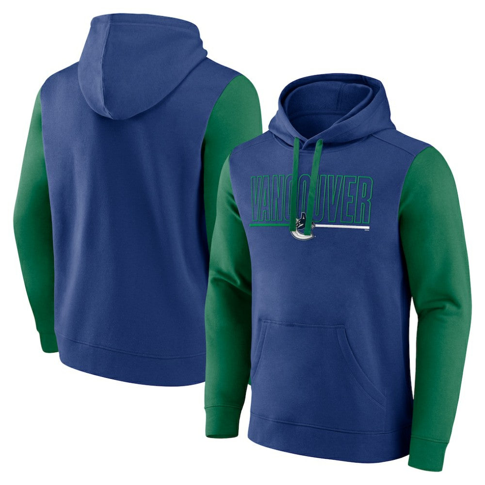 Vancouver Canucks Logo Athletic Deliver Fleece Pullover Hoodie Blue