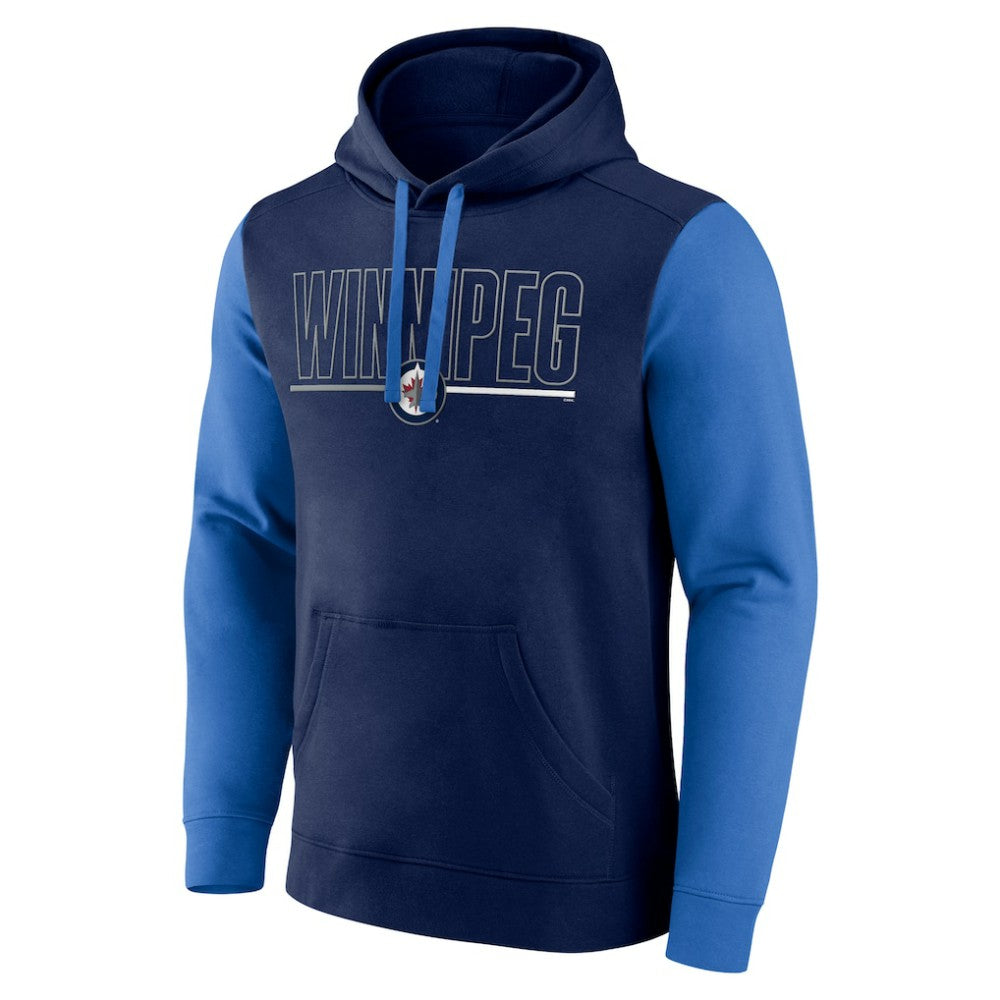 Winnipeg Jets Logo Athletic Deliver Fleece Pullover Hoodie Navy