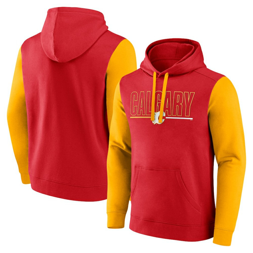 Calgary Flames Logo Athletic Deliver Fleece Pullover Hoodie Red