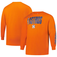 Houston Astros Profile Big & Tall Two-Hit Long Sleeve T-Shirt Orange