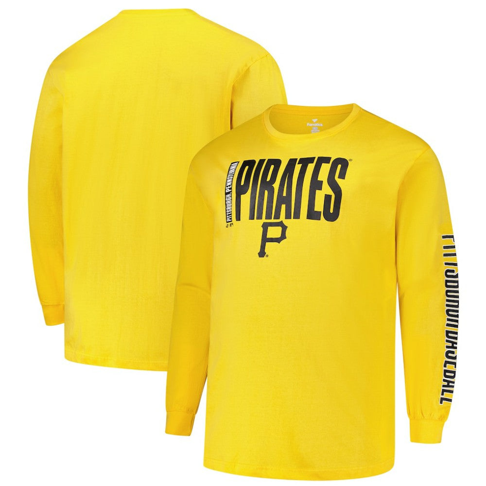 Pittsburgh Pirates Profile Big & Tall Two-Hit Long Sleeve T-Shirt Gold