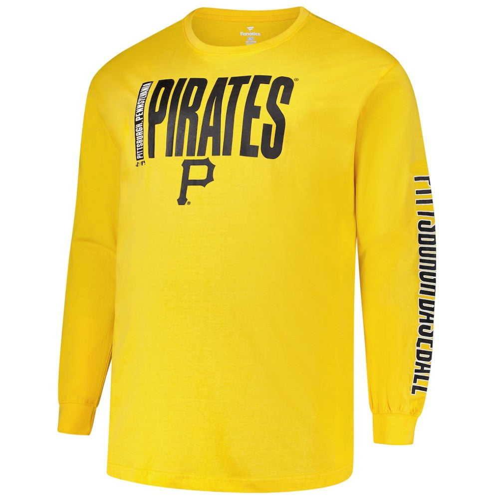 Pittsburgh Pirates Profile Big & Tall Two-Hit Long Sleeve T-Shirt Gold