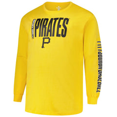 Pittsburgh Pirates Profile Big & Tall Two-Hit Long Sleeve T-Shirt Gold