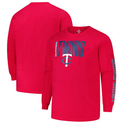Minnesota Twins Profile Big & Tall Two-Hit Long Sleeve T-Shirt Red