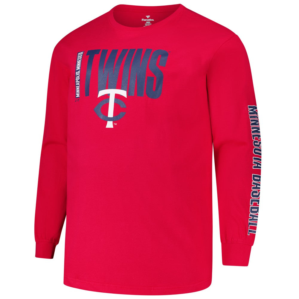 Minnesota Twins Profile Big & Tall Two-Hit Long Sleeve T-Shirt Red