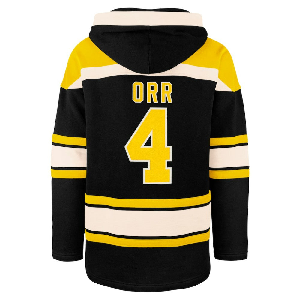 Bobby Orr Boston Bruins '47 Retired Player Name & Number Lacer Pullover Hoodie Black