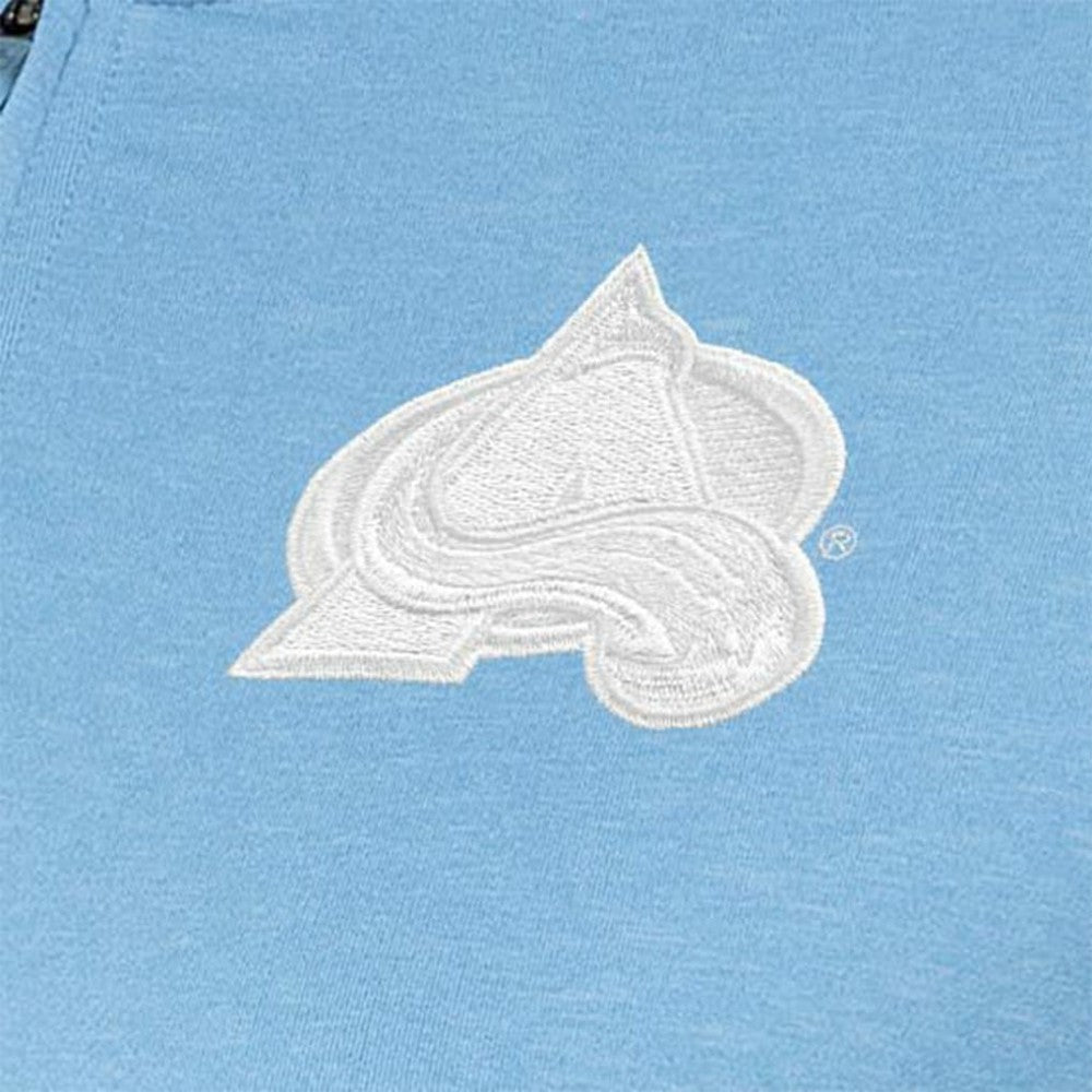 Colorado Avalanche Antigua Women's White Logo Mentor Quarter-Zip Jacket Light Blue