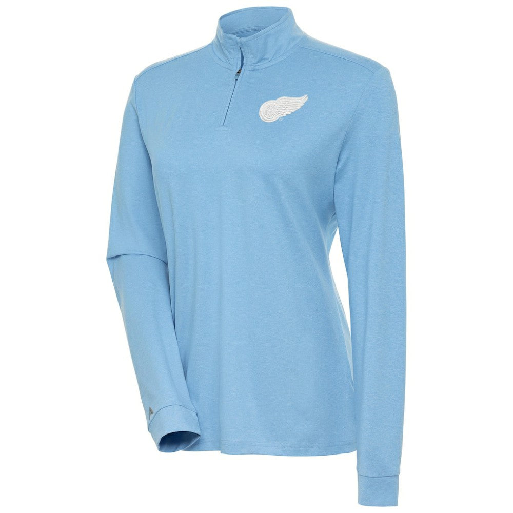 Detroit Red Wings Antigua Women's White Logo Mentor Quarter-Zip Jacket Light Blue