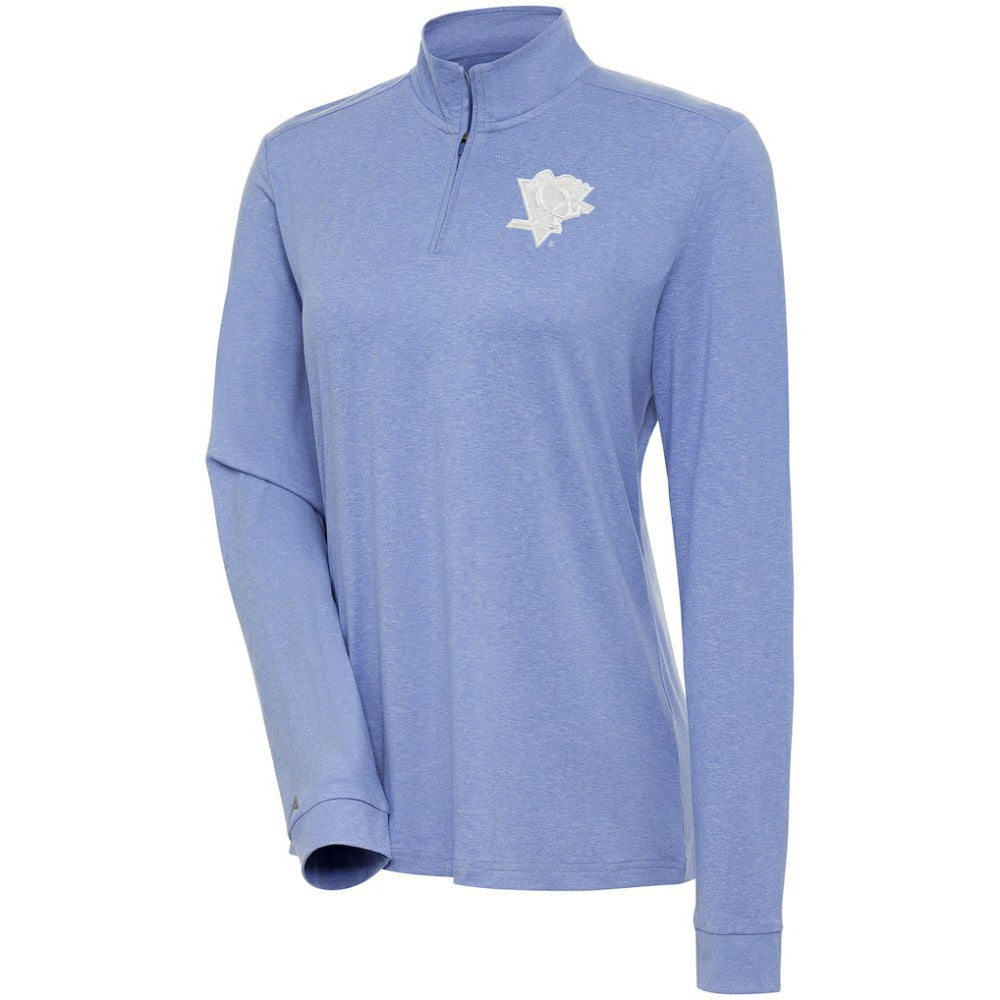 Pittsburgh Penguins Antigua Women's White Logo Mentor Quarter-Zip Jacket Lavender