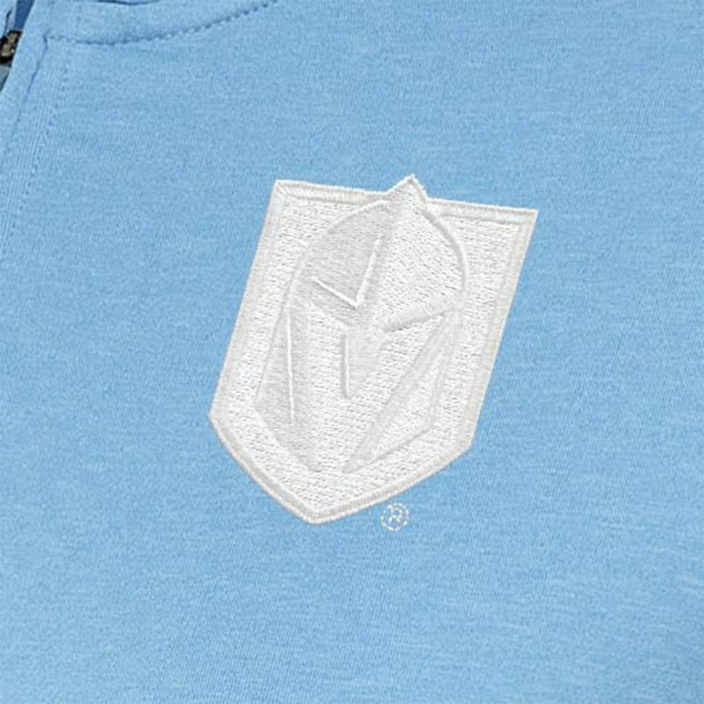 Vegas Golden Knights Antigua Women's White Logo Mentor Quarter-Zip Jacket Light Blue