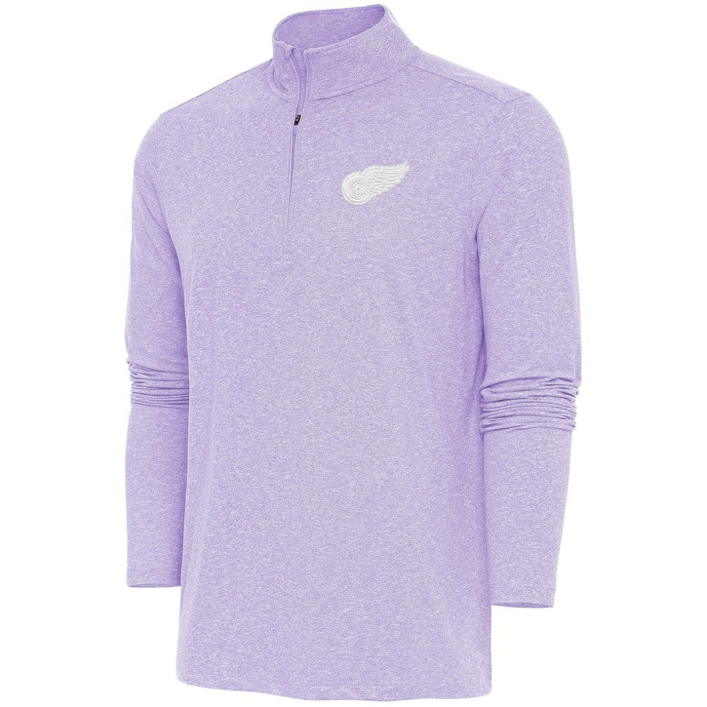Detroit Red Wings Antigua White Logo Hunk Quarter-Zip Pullover Lavender