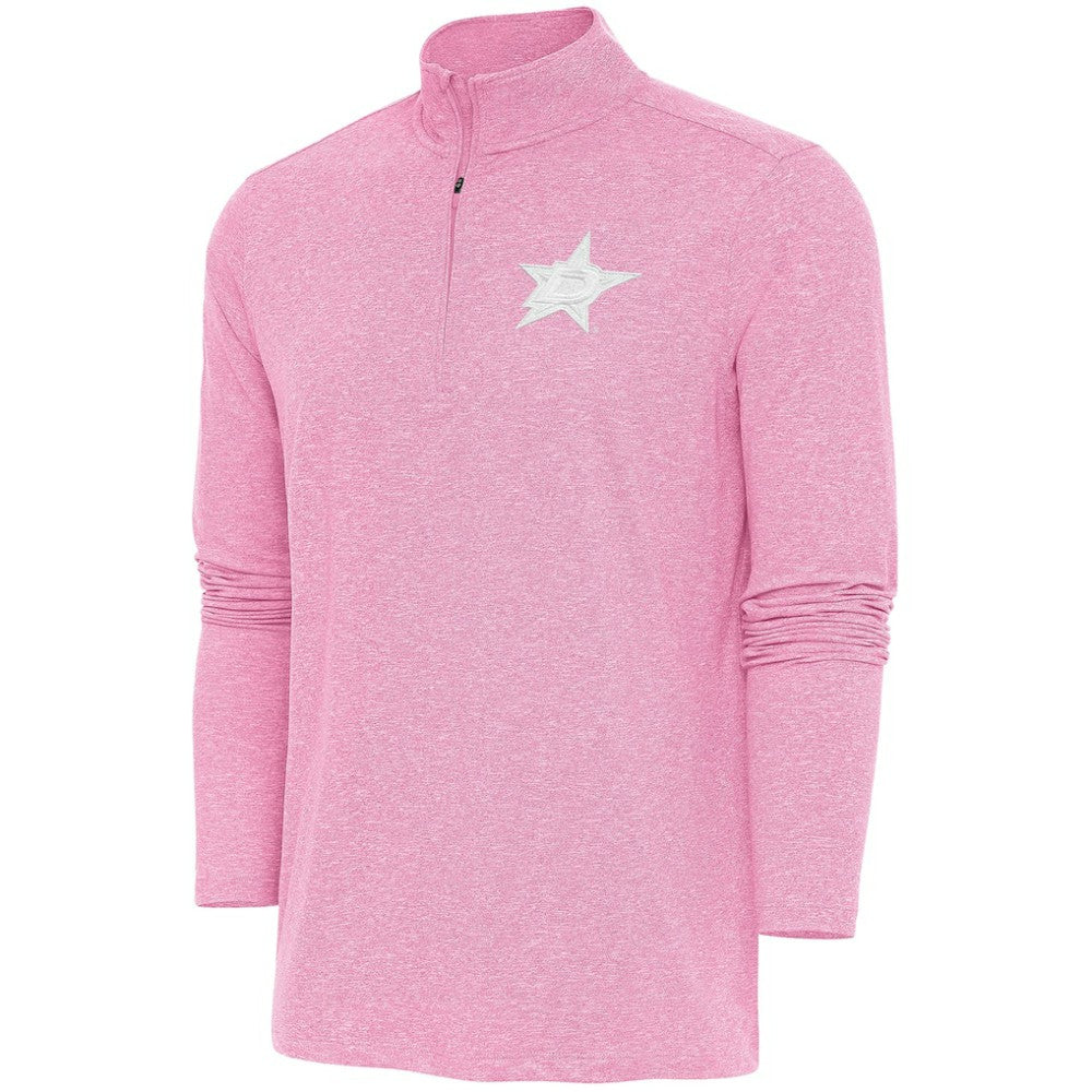 Dallas Stars Antigua White Logo Hunk Quarter-Zip Pullover Pink