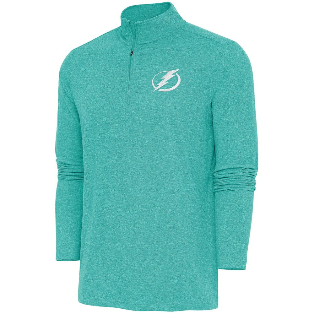Tampa Bay Lightning Antigua White Logo Hunk Quarter-Zip Pullover Heather Aqua