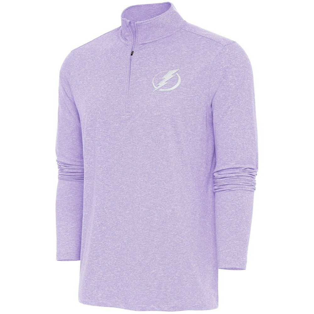 Tampa Bay Lightning Antigua White Logo Hunk Quarter-Zip Pullover Lavender