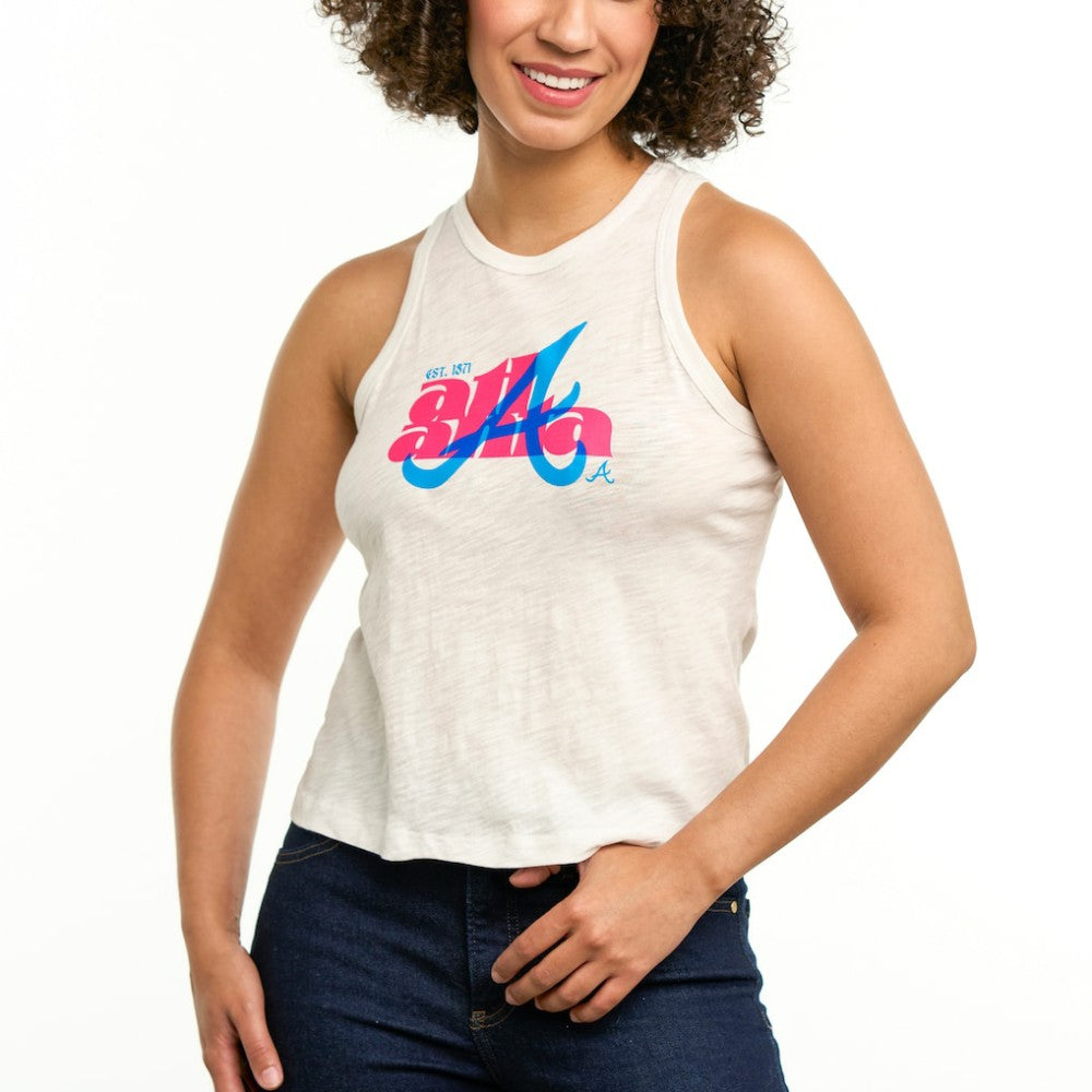 Atlanta Braves Lusso Women's Lourdes Tank Top White