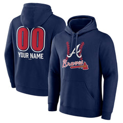 Atlanta Braves Personalized Name & Number Fastball Pullover Hoodie Navy