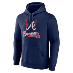 Atlanta Braves Personalized Name & Number Fastball Pullover Hoodie Navy