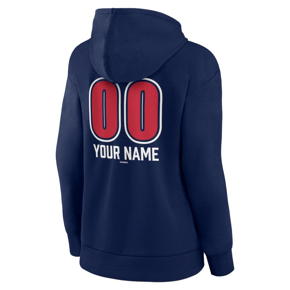 Atlanta Braves Women's Personalized Name & Number Fastball Pullover Hoodie Navy