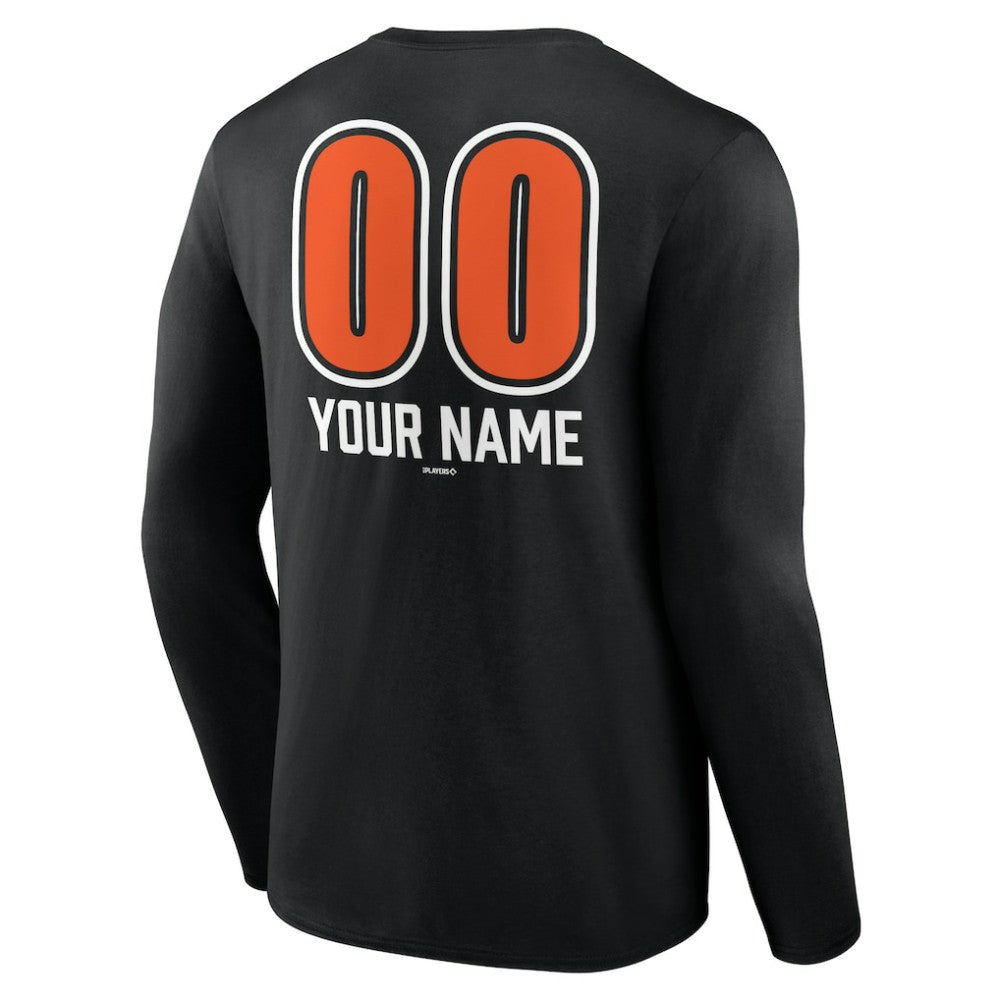 Baltimore Orioles Personalized Name & Number Fastball Long Sleeve T-Shirt Black