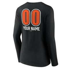 Baltimore Orioles Women's Personalized Name & Number Fastball Long Sleeve V-Neck T-Shirt Black