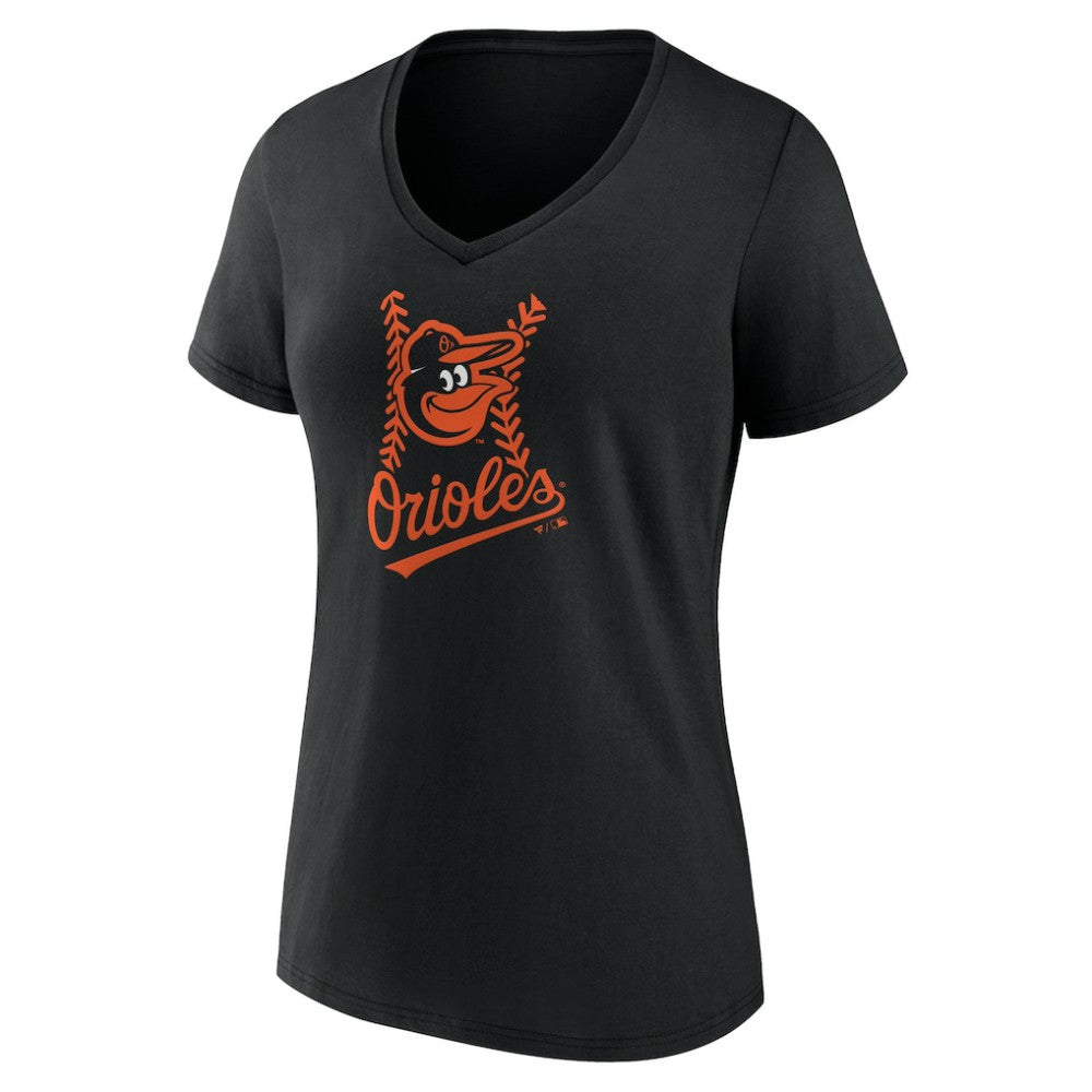 Baltimore Orioles Women's Personalized Name & Number Fastball V-Neck T-Shirt Black