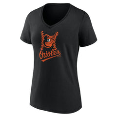 Baltimore Orioles Women's Personalized Name & Number Fastball V-Neck T-Shirt Black