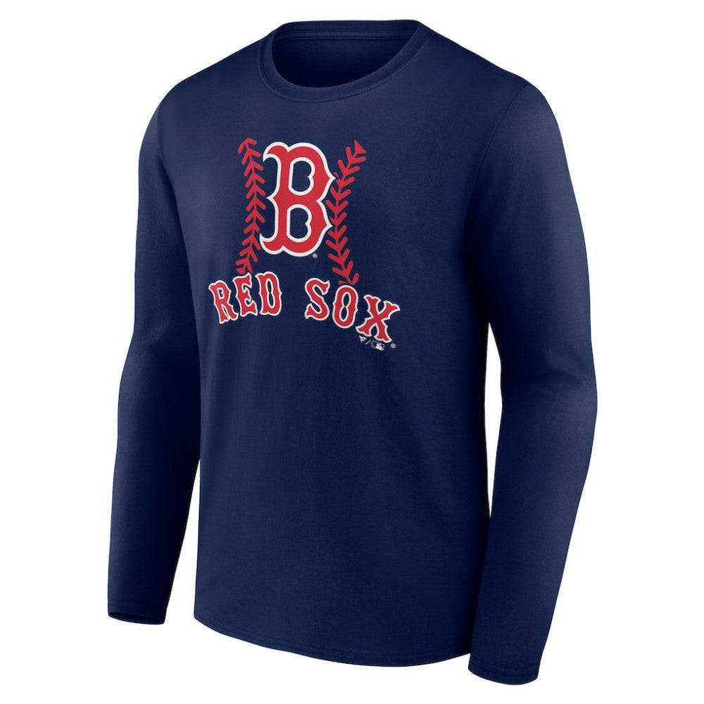 Boston Red Sox Personalized Name & Number Fastball Long Sleeve T-Shirt Navy