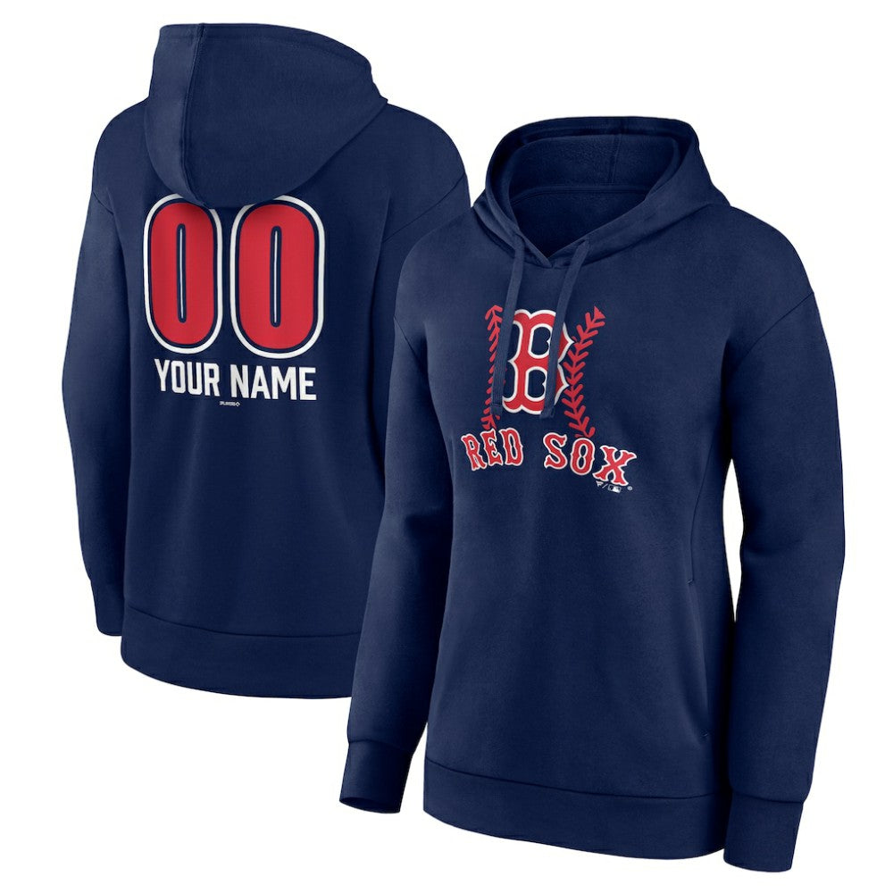 Boston Red Sox Women's Personalized Name & Number Fastball Pullover Hoodie Navy