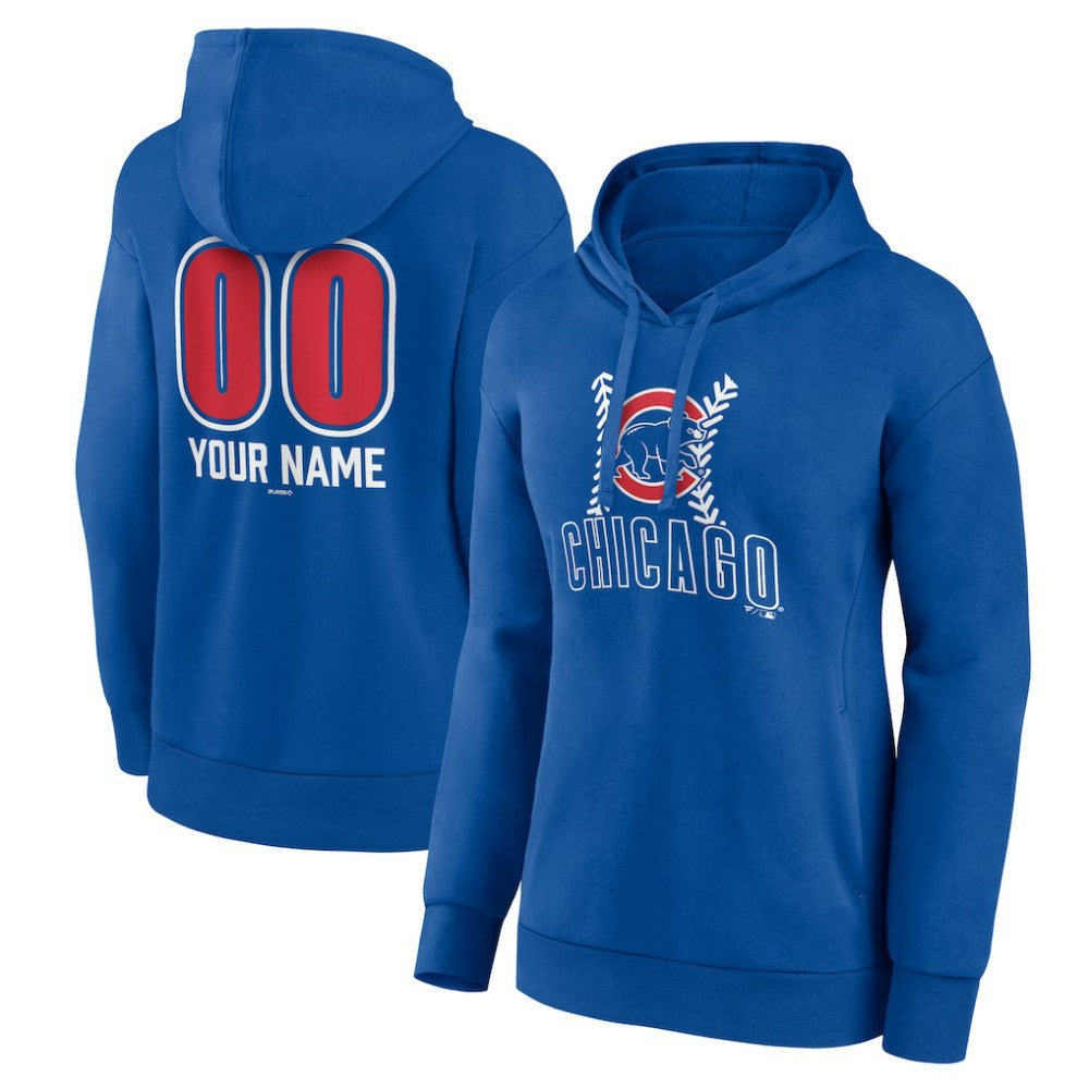 Chicago Cubs Women's Personalized Name & Number Fastball Pullover Hoodie Royal