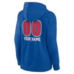 Chicago Cubs Women's Personalized Name & Number Fastball Pullover Hoodie Royal