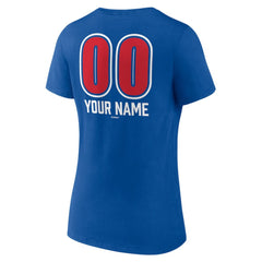 Chicago Cubs Women's Personalized Name & Number Fastball V-Neck T-Shirt Royal