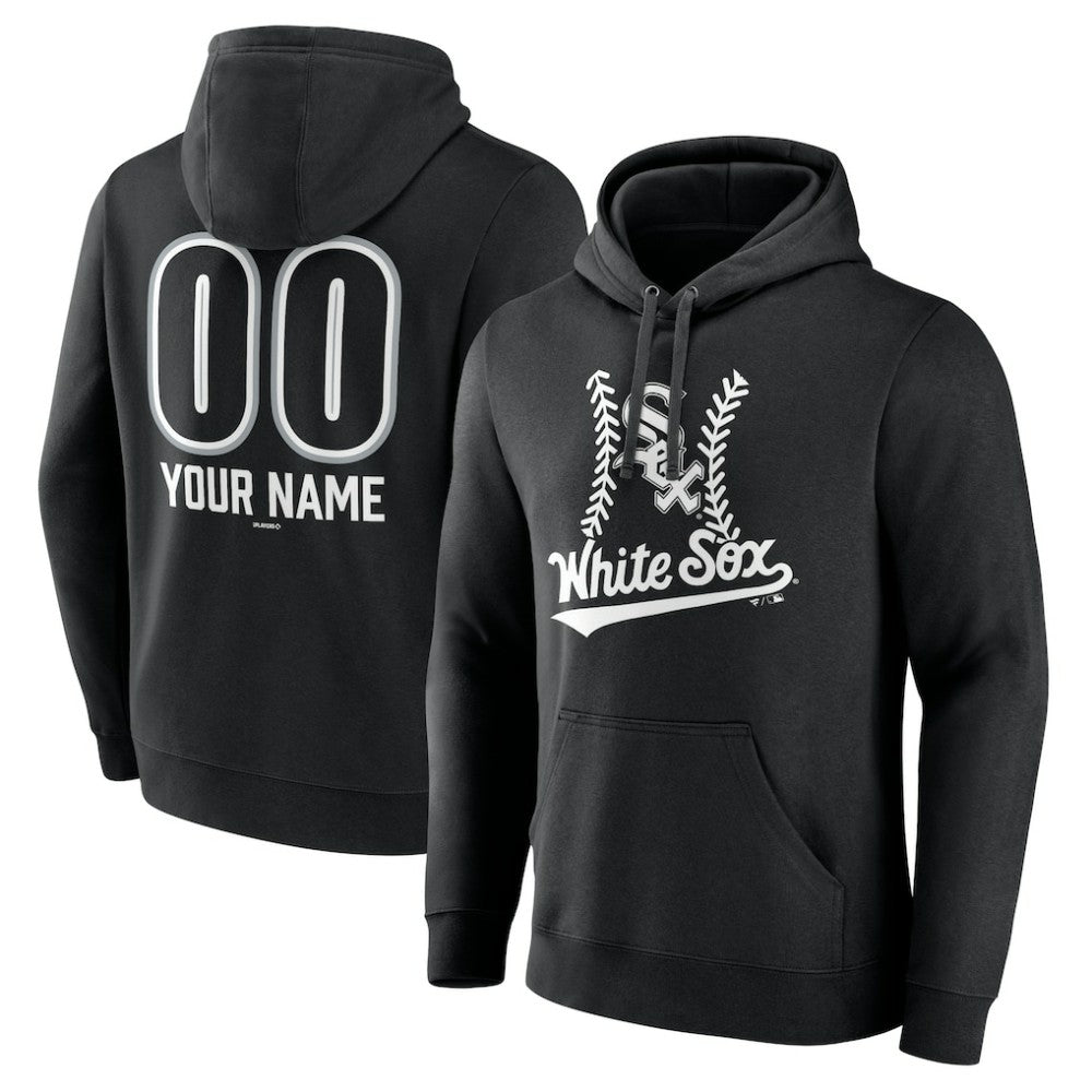 Chicago White Sox Personalized Name & Number Fastball Pullover Hoodie Black