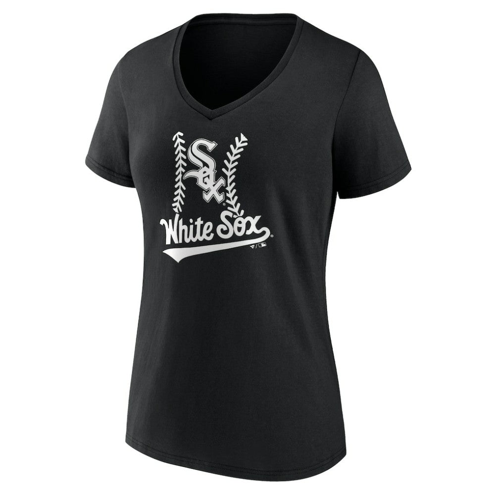 Chicago White Sox Women's Personalized Name & Number Fastball V-Neck T-Shirt Black