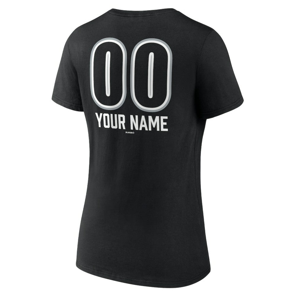 Chicago White Sox Women's Personalized Name & Number Fastball V-Neck T-Shirt Black