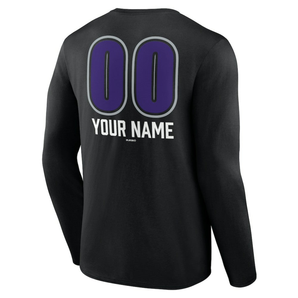 Colorado Rockies Personalized Name & Number Fastball Long Sleeve T-Shirt Black