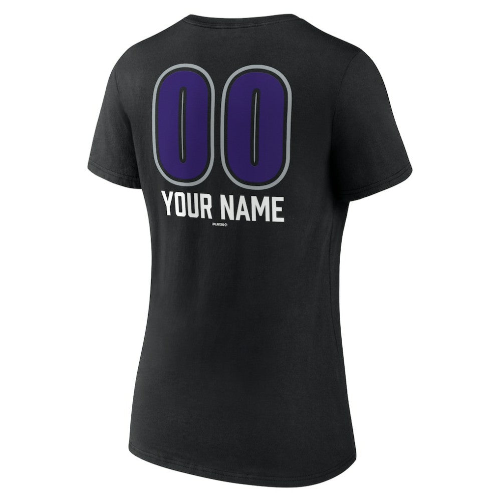 Colorado Rockies Women's Personalized Name & Number Fastball V-Neck T-Shirt Black