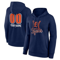 Detroit Tigers Women's Personalized Name & Number Fastball Pullover Hoodie Navy