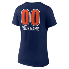 Detroit Tigers Women's Personalized Name & Number Fastball V-Neck T-Shirt Navy