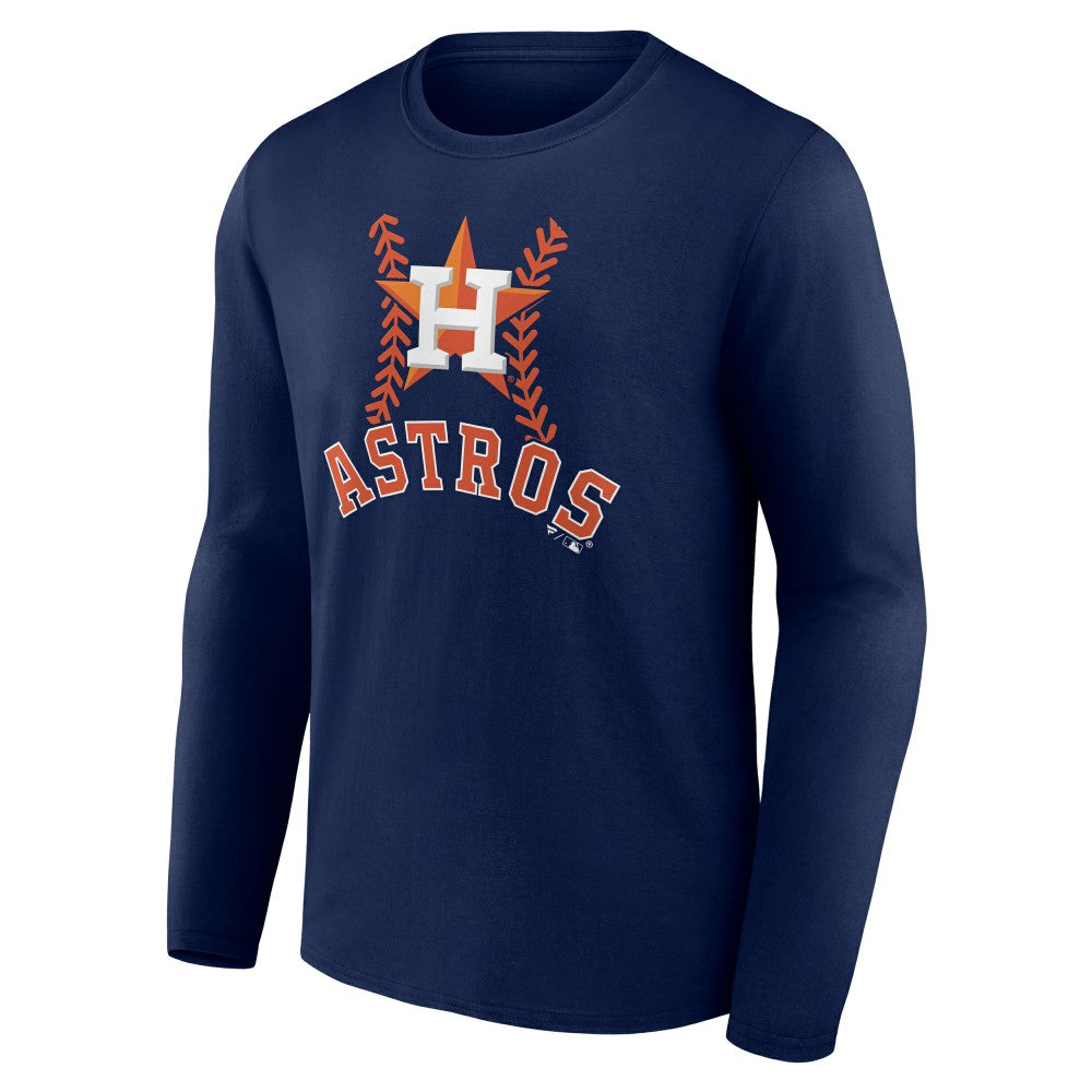 Houston Astros Personalized Name & Number Fastball Long Sleeve T-Shirt Navy