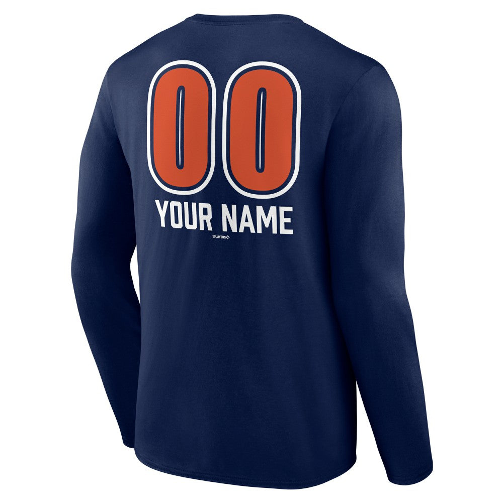 Houston Astros Personalized Name & Number Fastball Long Sleeve T-Shirt Navy