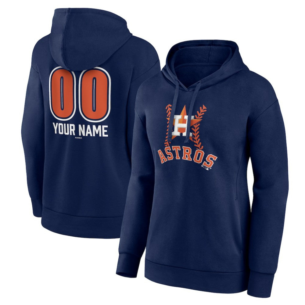 Houston Astros Women's Personalized Name & Number Fastball Pullover Hoodie Navy