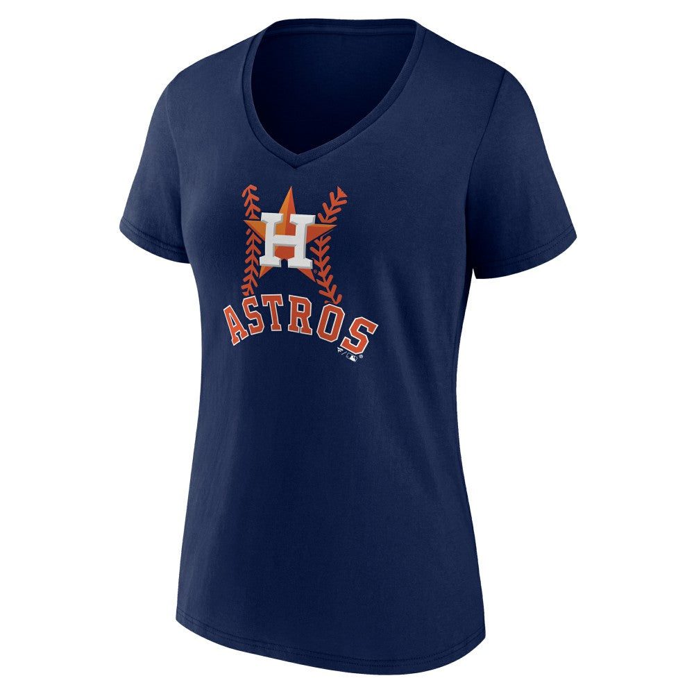 Houston Astros Women's Personalized Name & Number Fastball V-Neck T-Shirt Navy